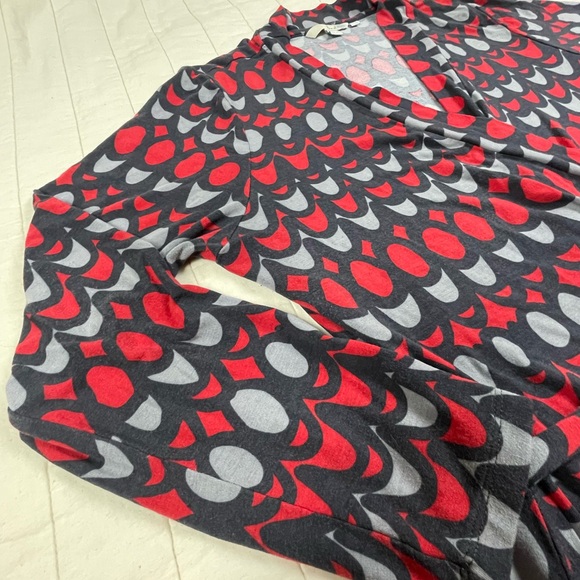 Boden Red Navy Long Sleeve Wrap Dress Size 14R - Picture 7 of 11